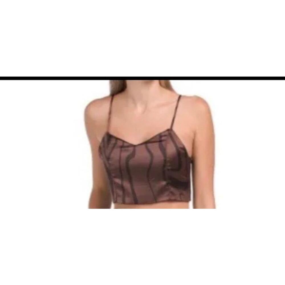 House of Harlow 1960 Satin Brown Zebra Top Size S
